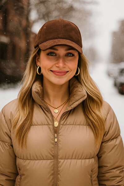 BALIENTE Kahve Nubuk Süet Unisex Kep Şapka