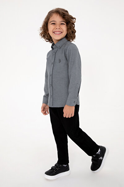 U.S. Polo Assn. Boy's Anthracite Long Sleeve Basic Shirt 50316801-Vr006