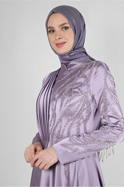Alvina TAŞ İŞLEMELİ DRAPE DETAYLI ABİYE ELBİSE 50352