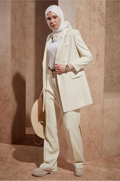 Alvina 30420 Model Linen Textured Pants Set