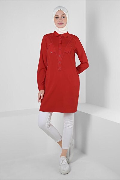 Alvina قميص بأزرار وطية صدر السترة 43826