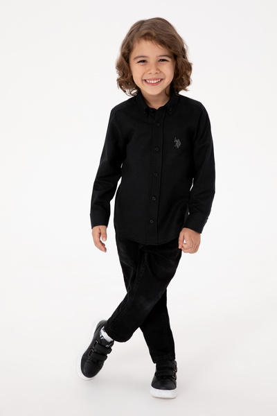 U.S. Polo Assn. Erkek Çocuk Siyah Uzun Kollu Basic Gömlek 50316801-VR046