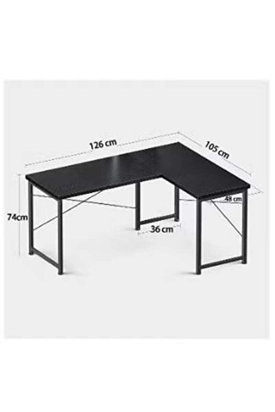 AGD Multi-use L-shaped computer and study desk for home, office and work, Black color