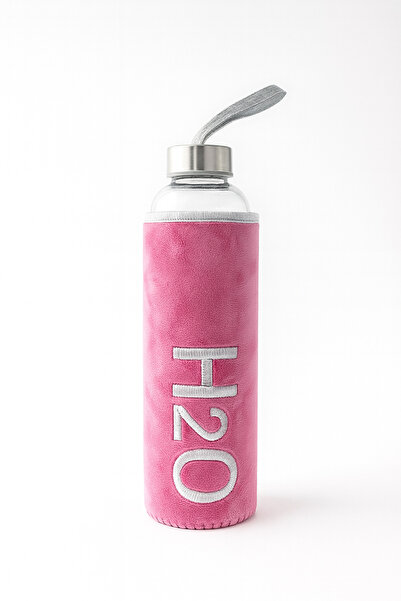 Tohana Glass Flask with Plush Cover 600 ml Pink