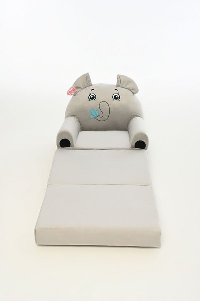 Pufu Toys Fil Katlanabilir Peluş Çocuk Koltuğu ve Yatak 120 cm – Portatif Yıkanabilir Çocuk Koltuğu