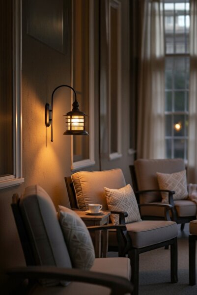 Bamyum Nostalji Siyah Aplik Duvar Lambası Modern Otel Cafe Vintage Salon Yatak Odası Merdiven Retro
