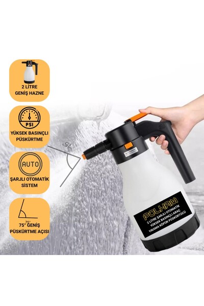 Polham 2 Litre Şarjlı Otomatik Yüksek Basınçlı Araç Yıkama Köpük Püskürtücü E...