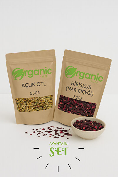 Organic Kiler Açlık Otu 55g + Hibiskus 55g Doğal Bitki Çayı İkili Set