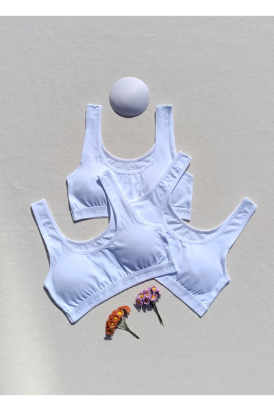 siyalife حمالة صدر رياضية بيضاء من قماش قابل للتمدد قطع بحزام سميك وقابلة للإ...