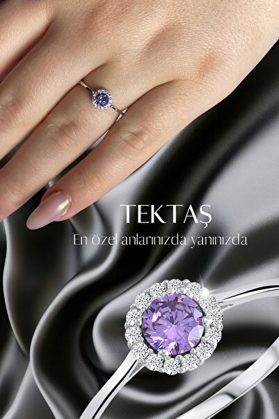 Hepimitu Mor Taşlı Altın Yüzük 14 Ayar