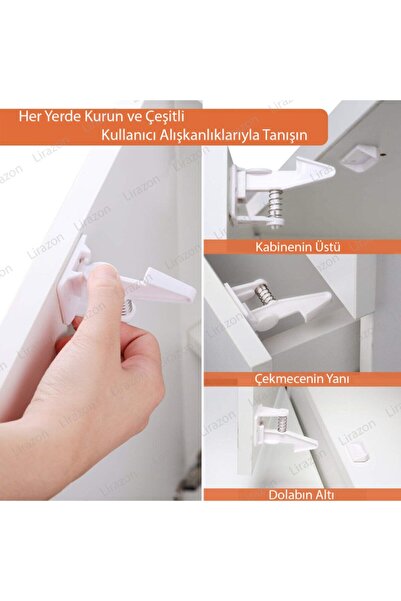 İdeal Baby 5 Adet Bebek Çocuk Çekmece Dolap Güvenlik Kilidi Gizli Kilit Dolap Içi Kilit