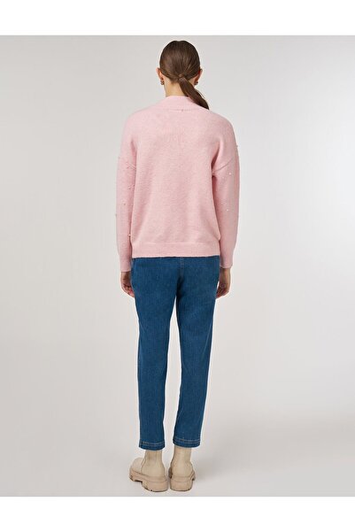 Kayra İnci Detaylı Yün Karışımlı Triko Kazak Pudra