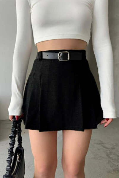 Stile Bella Kadın Pileli Kemerli Şort Etek (Boyda Düzenleme Yapıldı)