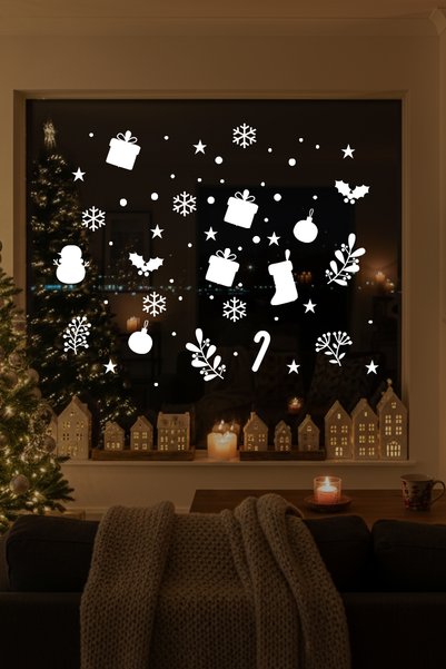 New Jargon Snowman Balloons Crown Patterns Snowflake and Christmas Tree Window Display Decorations