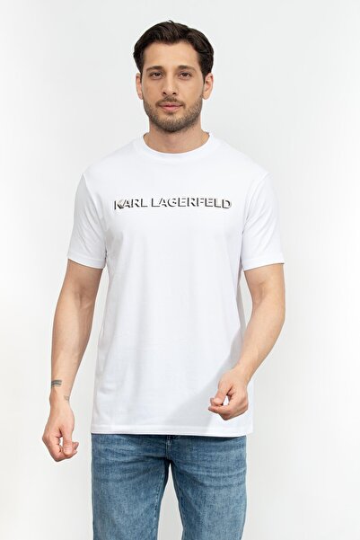 Karl Lagerfeld Erkek Bisiklet Yaka T-Shirt Beyaz