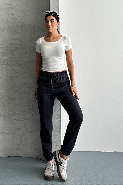 macharel jeans Women's 2 Thread Pocket Elastic Tight Sweatpants