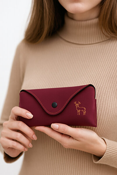 Della Pianto Lilith Özel Tasarım Unisex Bordo Gözlük Kabı/Kılıfı