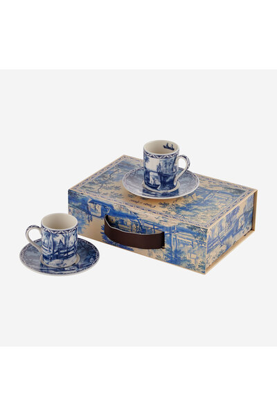 CHIARA ALESSI Romance Mavi Porselen Kahve Fincan Seti 90 Ml