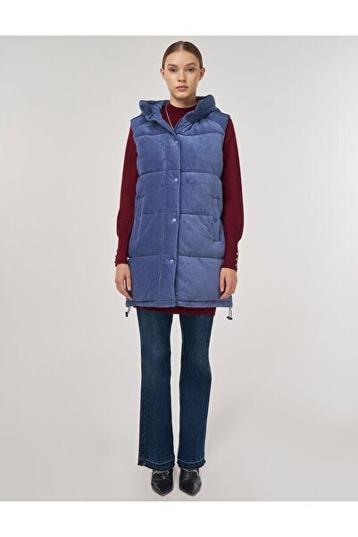 Kayra Kadife Garnili Şişme Yelek Lacivert