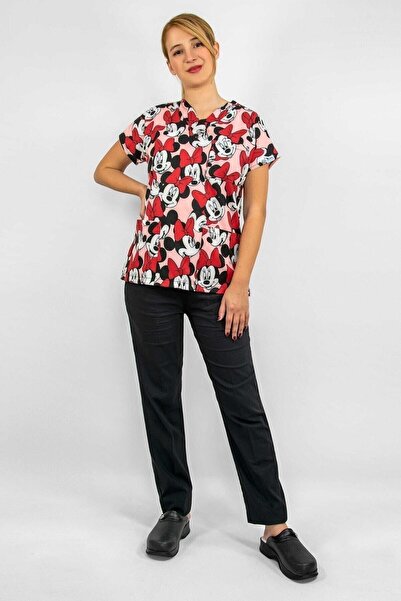 Nur Medikal Giyim Mickey Mouse Desenli Likralı Alt Üst Takım