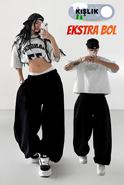 vladivosto Kışlık Baggy Büyük Beden Ekstra Bol Paçası Lastikli İç Göstermeyen...