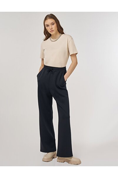Kayra Lace-Up Relaxed Fit Trousers Black