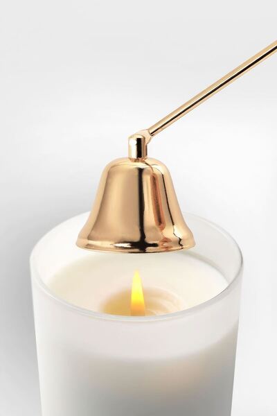 Chavin Paslanmaz Çelik Gold 24 cm Dekoratif Çan Dizayn Saplı Mum Söndürücü cin818sr