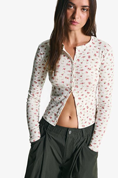 Bershka Pointelle print cardigan