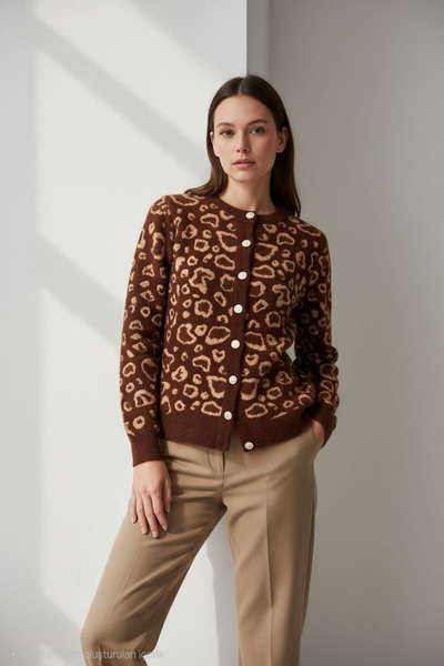 ENDAMIM Leopard Print Thin Seasonal Short Cardigan