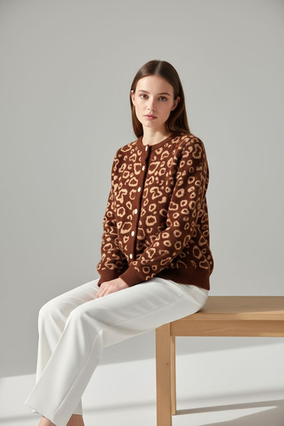 ENDAMIM Leopard Print Thin Seasonal Short Cardigan