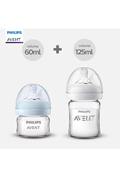 Philips 60ml 125ml 2PCS AVENT 60m 125ml Newborn Baby Glass Bottle Wide Neck Anti-Colic Anti-Choking