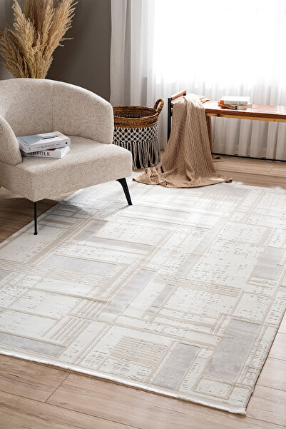 Koza Halı Farahan Gri Bej Geometrik Tozumaz Salon Koridor Balkon Teras Bahçe ...