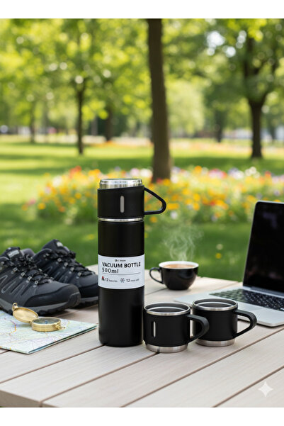 Mio Life Thermos Stainless Steel Thermos Black Color 3-Cup Thermos Set >550 ml Multi-Colored Tr