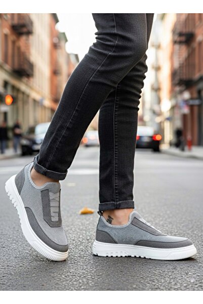 BOA Ba0911 Special Knitted Knitwear Leather Powder Detailed Gray Casual Sports Shoes