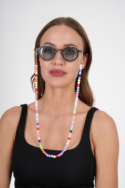 JULIANO Colorful Beads Love Glasses Chain