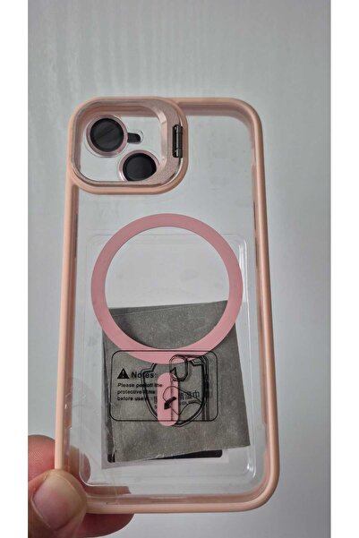 zore iPhone 14 Kılıf,Magsafe Uyumlu,Şeffaf Gövde,Standlı,(Kamera Lens Hediyel...