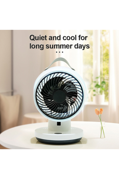 SHEWOW Portable Air Cooling Fan USB Rechargeable Oscillating Desktop Fan 6 Gears Time Setting Table Stand