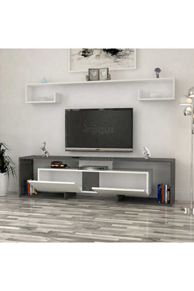 Stylish Home TV Table, White and Grey, SHTV34