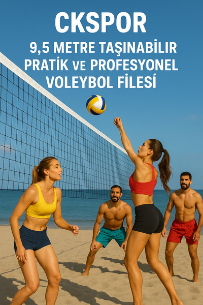 SLİPT Ckspor 9.5 Metre Taşınabilir Pratik ve Profesyonel Voleybol Filesi Çantalı Voleybol Filesi C