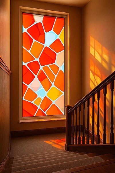 burawall şeffaf vitray desen yapışkanlı folyo  90cmx 2 metre