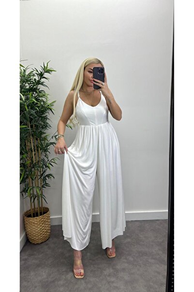 Acar Boutique Modal Kumaş Sırt Çapraz Askılı Tulum