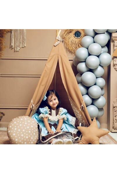 Hly Karol Tasarım Mavi Kız Bebek Elbisesi,Doğum günü elbisesi, fotoğraf çekim...