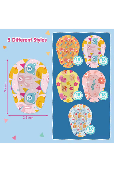 Choice 30 قطعة 01 30 قطعة من رقعة عين للأطفال لاصقة كرتونية قابلة للتنفس ضمادة العين المصابة بالكسل تحمي العين من الكسل