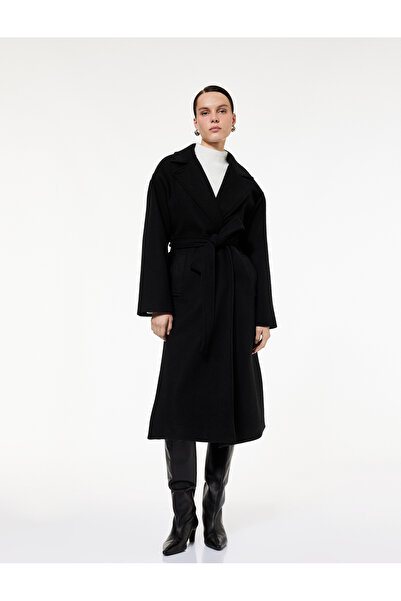 Koton Long Sleeve Double Breasted Belted Long Cashmere Coat