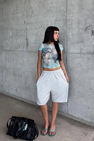 Bershka İşlemeli koton bermuda