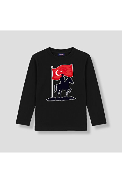 mixxi fashion تي شيرت للأطفال بأكمام طويلة من علم تركيا أتاتورك مطبوع (4-13 س...