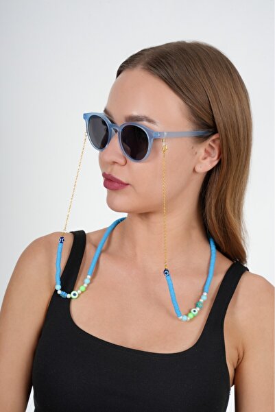 JULIANO Fimo Blue Evil Eye Bead Glasses Chain - Necklace - Bracelet