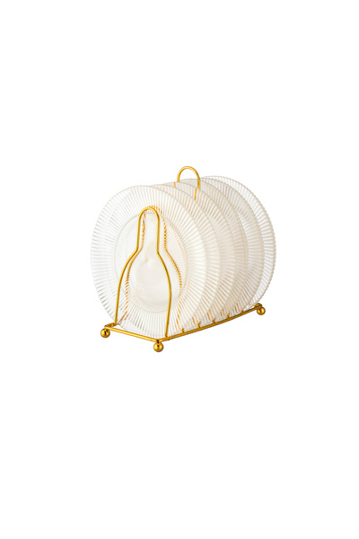 Dania Glass dessert plate set with metal stand, 6 pieces, plate size 15 cm