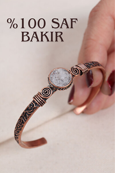 Süspüs Accessories سوار نحاسي أصلي مع حجر الكوارتز الكريستالي
