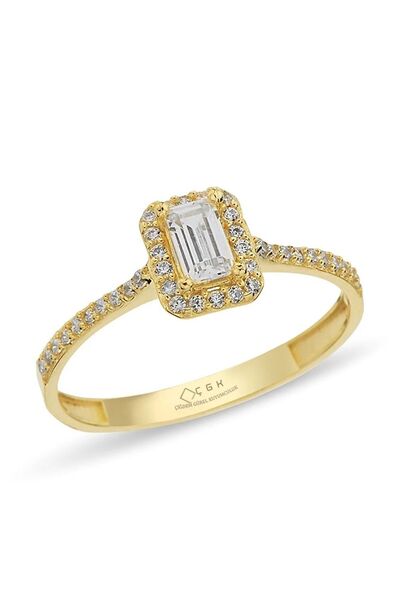 Çgk Çiğdem Gürel Kuyumculuk Baget Taşlı Altın Yüzük – Zarif ve Işıltılı Kadın...